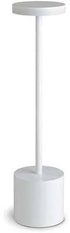 MOKEKA Lampada da Tavolo LED Ricaricabile Senza Fili, Dimmerabile, 3 Modalità di Colore, Design Minimalista, Ideale per Sala da Pranzo, Camera da Letto e Uso All'aperto (Pacco da 1, Bianco)