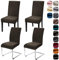 Alishomtll Lot de 4 et 6 housses de chaise extensibles en velours - Pour cuisine, restaurant, hôtel, banquet, mariage (café, 4 pièces)