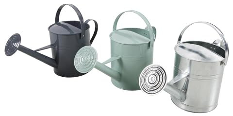 Mojawo verzinkte Gießkanne Kanne Zinkkanne Blechkanne Metallkanne Wasserkanne Garten Zink bewässern 5 Liter, Farben:Silber