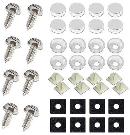 deemars 8Juegos de Tornillos de Placa Antirrobo, Tornillos de Placa Antichoque, Tornillos de Tornillo de Placa de Acero Inoxidable, Tornillos Universales para Fijar la Cubierta de la Placa (Plateado)