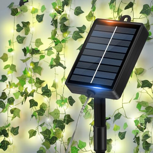 Ghirlanda Luminosa Solare con Foglie di Edera,12M 100 LED Luci da Esterno per Giardino,8 Modalità,Impermeabile,Decorazioni per Natale,Matrimonio,Feste