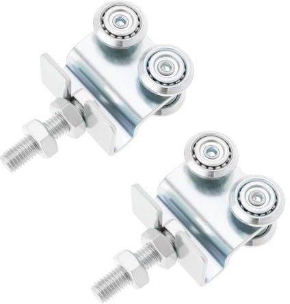 YINETTECH 2 Stück Stahl-Schiebeschienen-Rollen-Vorrichtung, Edelstahl-Rollenwagen-Set mit Schrauben und Muttern für Scheunentore, Schiebetüren, Küchenräume