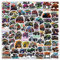 FRESHOER Monster Jam Kawaii Monster Truck Stickers, 100pcs, Red, Blue, Green, Vinyl, Waterproof, Outdoor, Plastic Surface, Scrapbook