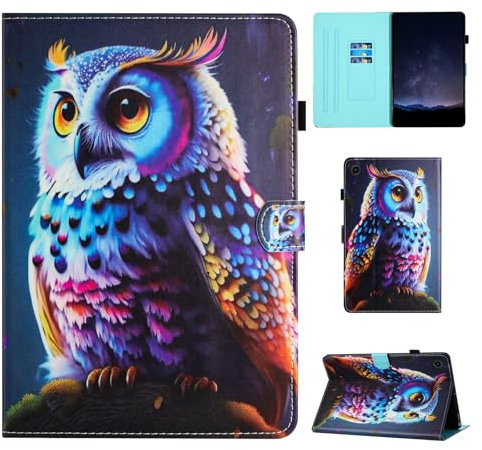 CASAFUNY Hülle für Samsung Galaxy Tab A9 Plus/ A9+ 11 Zoll 2023 PU Leder Schutzhülle Cover mit Auto Schlaf/Wach Tablette Case für Samsung Galaxy Tab A9 Plus Tablet SM-X210/X216/X218, Schillernde Eule