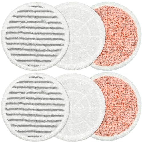 GFRED 6 Pcs Replacement Steam Mop Pads Microfibre Reusable Steam & Scrub All-in-One Cleaning Pads Compatible With Shark S6002UK S7201UK Steam Mop Rotating Power Pads
