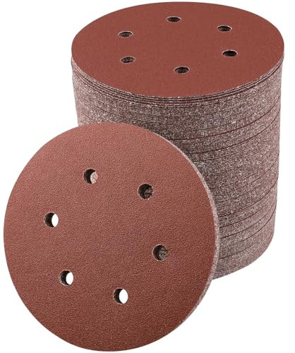 Sruhrak 100 Stück Schleifscheiben 150mm Schleifpapier Klett 120 Körnung 8 Loch Scheiben Set für Bosch Exzenterschleifer