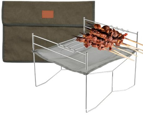 Smileshiney Holzkohlegrill, faltbare Campinggrills aus Edelstahl | Klappbarer Lagerfeuergrill, Barbeque-Grill | Tragbarer, zusammenklappbarer Lagerfeuergrill aus Edelstahl für Picknicks,