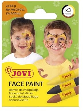 Jovi - 3 Barras de maquillaje facial Animal, colores amarillo, marrón y negro, para carnaval o halloween, hipoalergénico (175AN)