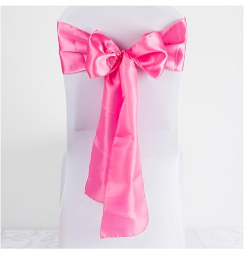 Fiocchi in raso rosa scuro per sedie, 17 x 275 cm, confezione da 100 pezzi, decorazione per matrimoni, banchetti di compleanno, hotel e casa