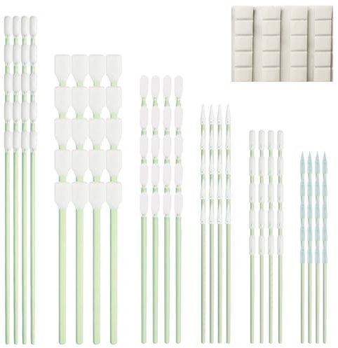 ZHUROUPU 120Pcs Foam Tip Cleaning Swab Kit, 6 Type Cleaning Foam Swab Anti-Static Swabs Sponge Stick Swabs for Printer, Optics Lens, Camera, Optical Equipment, Electronics with Mounting Putty