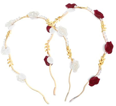 FRCOLOR 2pièces Bandeau Floral Élégant Avec Roses Pour Femmes Accessoire Pratique Pour Coiffure Et Soins Du Visage