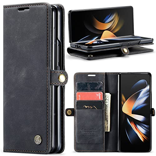 Phernykas for Samsung Galaxy Z Fold 4 Wallet Case with Card Holder, Kickstand RFID Blocking Magnetic Closure Shockproof Protective PU Leather Case for Samsung Galaxy Fold 4 Flip Case Wallet - Black