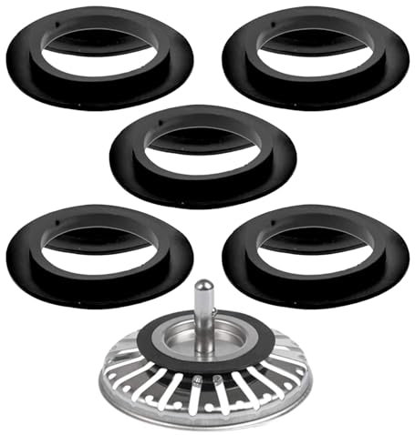 Sink Plug Rubber Seal, 5 Pcs O-Rings Washers Gasket, Bath Plug Seal, Pipe Waste Basin Click Plugs Bath for Basket Strainer for 78 79 80 82 83mm Kitchen Drain Sealing Universal Replacement Accessories