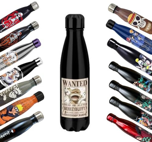 Homadict - Bouteille Isotherme One Piece - Gourde en acier inoxidable - Luffy Wanted - Maintien Chaud et Froid 12h - Sport, Voyage, Quotidien - 500ml - BPA Free - Licence Officielle