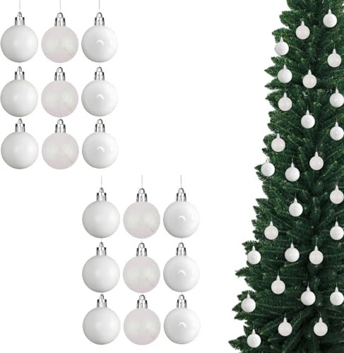 50mm/18Pcs Christmas Baubles Shatterproof White, Christmas Tree Decorations Ball Ornaments Balls Xmas Hanging Decorations Holiday Decor - Shiny,Matte,Glitter