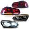 VLAND Motor Scheinwerfer und Rücklicht kompatibel für Golf 6 Golf Ⅵ TSI Halogen 2008-2013 (Nicht für GTD/GTI), 1 Satz (Voll-le + Rot&geräuchert)