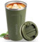 Mug Isotherme - Tasse Isotherme - Mug Isotherme Café - Thermos Café - Mugs avec Couvercle - Idéaux pour une Utilisation en Déplacement - Écologiques - avec une Capacité de 380 ml (Vert)