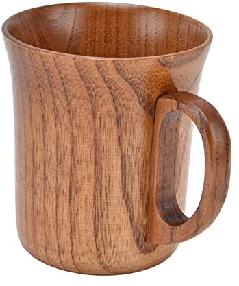 Tixiyu Taza de Madera de Azufaifa con Asa, Taza de Madera de 280 Ml para té, café, Agua, Vino, Whisky, Adecuada para la Oficina, Bebidas Frías y Calientes, Taza de Sopa, Taza de Madera