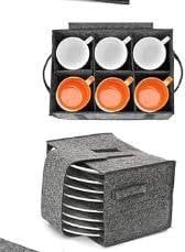 Kinberry Mug and Plate Storage Box with Dividers, 2PCS Camping Storage Bag, Cup Storage Box, Caravan Plate Holder, Plate and Cup Storage, for Protecting Motorhome Cupboard Kitchen Cookware