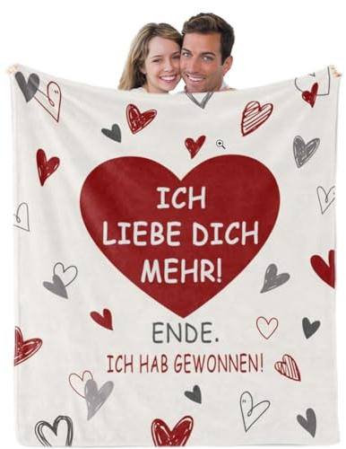 Ich Liebe Dich Geschenke für Frauen Männer, Partner Geschenke für Ihn Sie, Personalisierte Decke Hochzeitstag Valentinstag Weihnachten Jahrestag Geschenke für Männer Frauen Kuscheldecke 150 x 130 cm