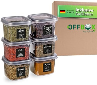 OFFBOX Vorratsdosen mit Deckel luftdicht | 6x 550ml Vorratsbehälter Set | BPA-frei | Aufbewahrungsbox Küche für Mehl, Müsli & Zucker | Stapelbar, platzsparend | Lebensmittelaufbewahrung