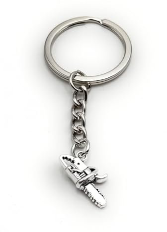 H-Customs Kettensäge Motor Säge Schlüsselanhänger Anhänger aus Metall Silber