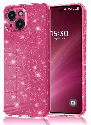 Eherui Handyhülle für iPhone 15 Glitzer, Silikon TPU Anti-Fingerabdruck Hülle,Stoßfeste Schutz Case Dünn Kratzfest und Absturzsicherung Schutzhülle für iPhone 15 Case,Rose lila