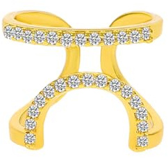 Niaspi Minimalist CZ Fingernail Ring for Women Girls Rhinestone Geometric Line Statement Nail Art Decoration Small Adjustable Crytsal Open Band Stackable Comfort Fit Pinkie Ring Jewelry Gift