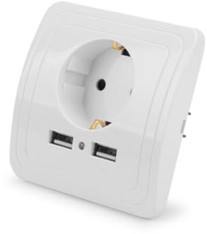 DONFAMDS Prise Murale Avec Ports Usb Double Chargeur Protection Surtension Prise Électrique Encastrable Compatible Bureau Et Maison Sécurité Anti-feu Facile à Installer