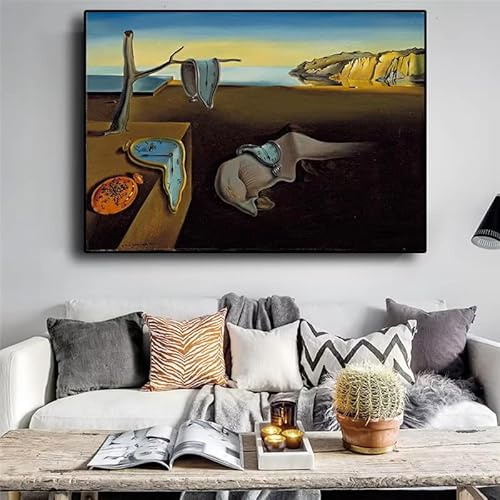 DFZEWKI Salvador Dali, Die Beständigkeit der Erinnerung, Uhren, surreales Gemälde, Leinwand-Poster und Wandkunst, Bild für Wohnzimmer (50 x 70 cm, ohne Rahmen)