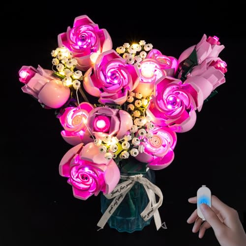 Nitemode LED Light Kit Compatible with Lego Bouquet of Pink Roses 10374, Upgraded Brightness Adjustable Lighting Accessories(No Model)