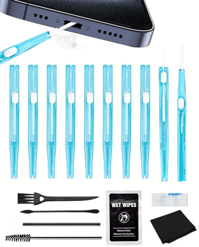 hommova 17pcs Charging Port Cleaning Kit - 10pcs Charging Port Brushes & 7pcs Screen Tools | The Ultimate Anti-Clogging Kit for USB-C & Headphone Jack | Safe Cleaner for Phone, Tablet