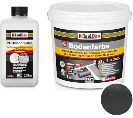 Isolbau - 2K PU-Bodenbeschichtung für Innen- und Außenböden - Bodenfarbe Anthrazit mit PU-Bindemittel für Garagen, Werkstätten, Kellern - Garagenboden-Beschichtung - Betonfarbe 7kg