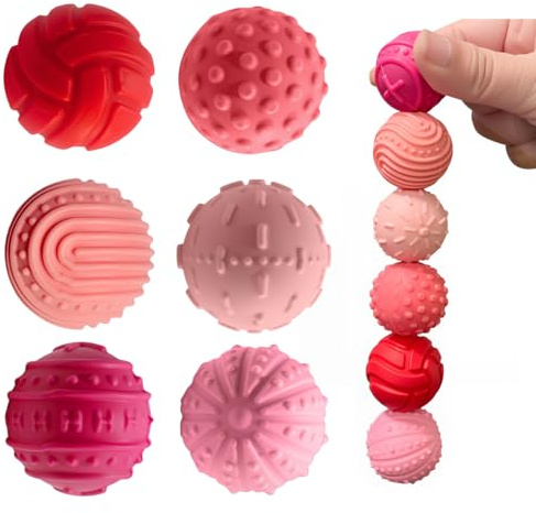 Magnetic Balls Fidget Toys for Adults & Teens,6PCS Stress Relief Sensory Toys for Autism ADHD Anxiety,Fun Textures Gadgets,Office Desk Toy,Travel Toy,Stocking Stuffers for Women Men Teen Gift (Pink)