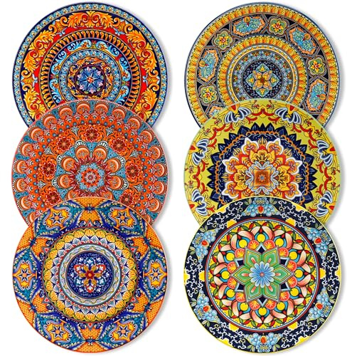 Lot de 6 assiettes plates, vancasso KRVI Lot de 6 assiettes plates, Ø 27 cm Lot d'assiettes adaptées au lave-vaisselle et au micro-ondes, assiettes à pâtes, assiettes à petit-déjeuner