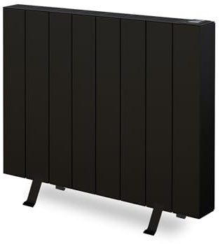 Radiateur électrique sec ELIAN, technologie Dry sans fluide, chaleur immédiate, aluminium, programmation 24/7, détecteur de fenêtres ouvertes, avec pieds et supports muraux - 1500 W, noir