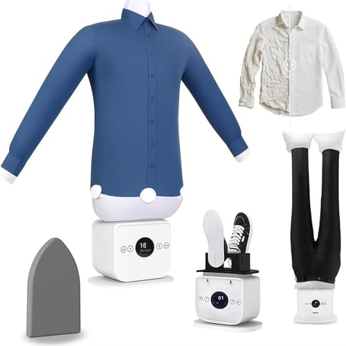 LSRFXF Planchador de Camisas, Plancha AutomáTica PortáTil de Vapor, Maniqui Planchado para Camisas Pantalones y Zapatos, Planchado Rápido En 8 Minutos, Tiempo y Temperatura Ajustables