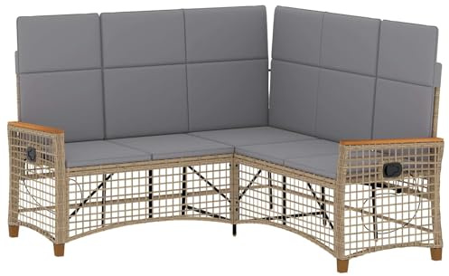 vidaXL Garten Liegesofa Set Beige und Hellgrau 164 x 164 x 112 cm, Modernes Garten- und Terrassen-Sofa-Set, rechteckiges Outdoor-Loungesofa, langlebiges, wetterbeständiges Liegesofa, Gartenmöbel