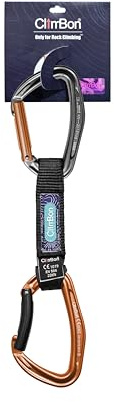 ClimBon Express Karabiner mit Schlinge, UIAA & CE Zertifiziert, Kletterkarabiner für Sportklettern, Bergsteigen, in 12cm / 18cm / 25cm
