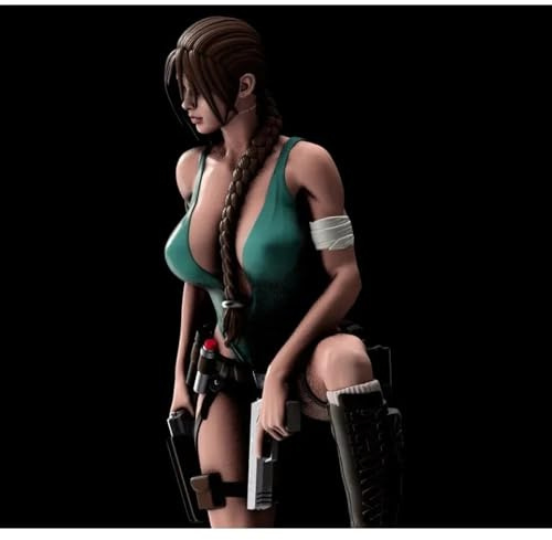 1/24 Scale Resin Figure Assembly Model Kit Fantasy Hobby Diorama Female Explorer and Crocodile Unassembled Unpainted Garage kit
