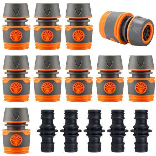 MINGJAY Extension Rapide du Tuyau,10 Pièces Connecteur de Tuyau D'arrosage 1/2 Pouce,Connecteur Tuyau Arrosage,Connecteurs et Raccords de Tuyau d'eau,pour Jardin,Irrigation et Rallonge de Tuyau