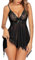 Avidlove Übergröße Dessous Babydoll Chemise Spitze Nachtwäsche Boudoir Outfit (Schwarz, XXL), Schwarz