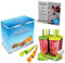 Freshelato - EIS am Stiel Eisformen/Wassereisformen Set + 2 x Silikon EIS Pop Form + Trichter + BPA- frei + Bürste + Rezeptbuch (Ebook auf Deutsch) (Gelb-Grün)