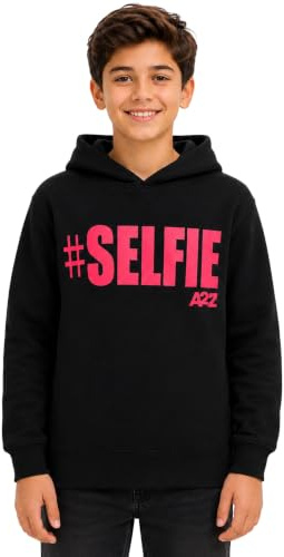 A2Z 4 Kids Girls Boys Sweatshirt Tops Pullover Casual Selfie Fashion Soft Feel Fleece Hooded Lightweight Coat Warm Shirts for Age 2-13 Years