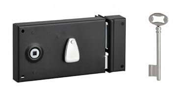 THIRARD - Serrure Horizontale en Applique à Clé à Fouillot pour Porte de Chambre - Droite - Axe 58 mm - 140 x 82 mm - Noir - 1 Clé - Mécanisme à 2 Tours
