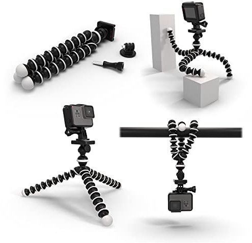Digicharge Octopus 10'' Stativ Tripod für GoPro Hero13 Hero12 Hero Max/DJI Osmo Action 5 4 / Insta360 One/Akaso Apexcam Gookam Fitfort Garmin VIRB Apeman Camkong Action Kamera Sport-Camcorder