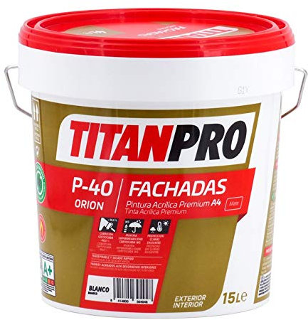 Pintura acrílica Premium A4 Blanco P40 Titan Pro - Mate, 15 L