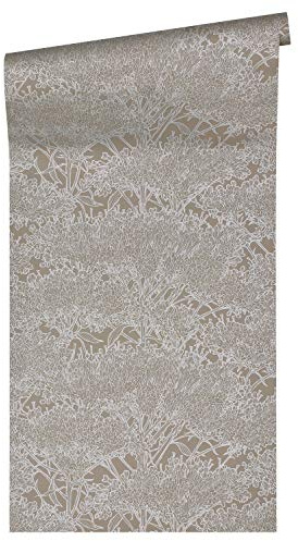 Architects Paper Absolutely Chic 369721 36972-1 Non-Woven Wallpaper with Floral Flowers 10.05 m x 0.53 m Metallic Grey Made in Germany