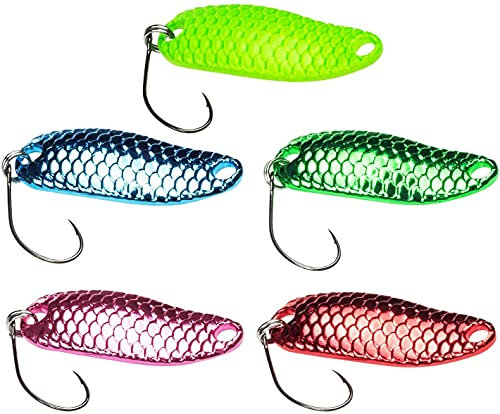 FISHN® Shiny Juego de cucharas para truchas - tamaño 3.2 cm, Peso 3.5 g, Cebo para truchas, cucharas para truchas, cazuelas de Trucha para truchas (Shiny Set 3,5g Rainbow (4X))