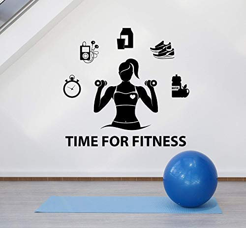 Frau Gesund Sport Lifestyle Vinyl Wandtattoo Gym Fitness Club Schule Dormi Wohnkultur Aufkleber 45X42Cm
